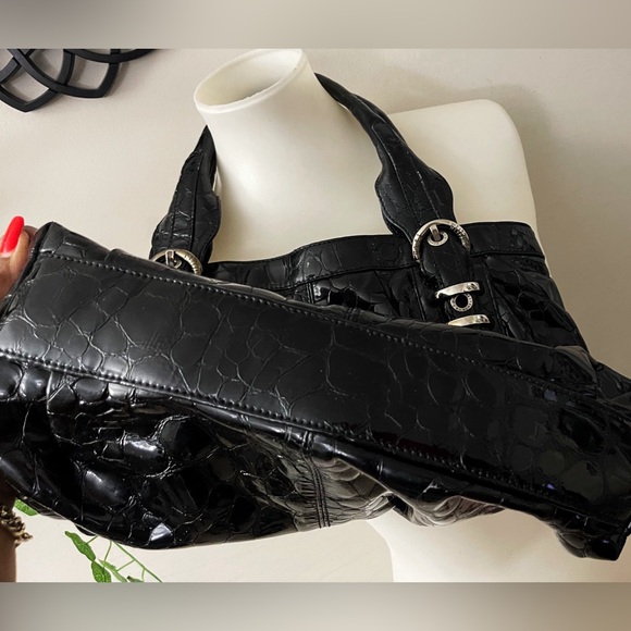 Stewart Weitzman Patent leather large black Tote Bag Luxury Statement - Picture 11 of 16